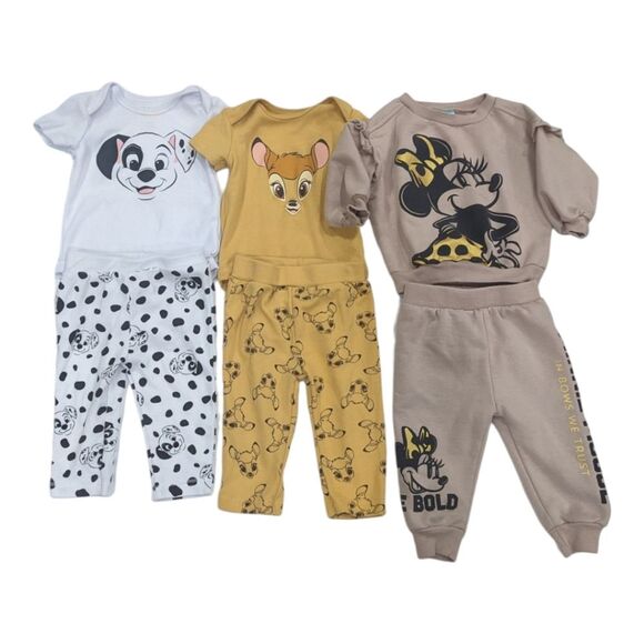 Disney Outfit Bundle Lot Bambi Bambo 101 Dalmatians Minnie Mouse Girls 3-6 Month - Picture 1 of 8